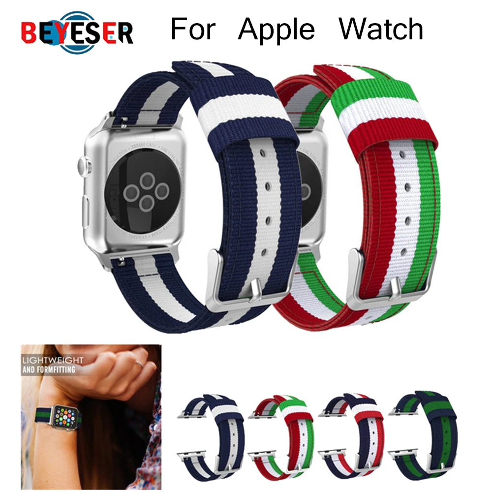 Модный ремешок для apple watch Series 5 4 3 2 1 нейлоновый 40 мм 44 Классический стиль цветной с
