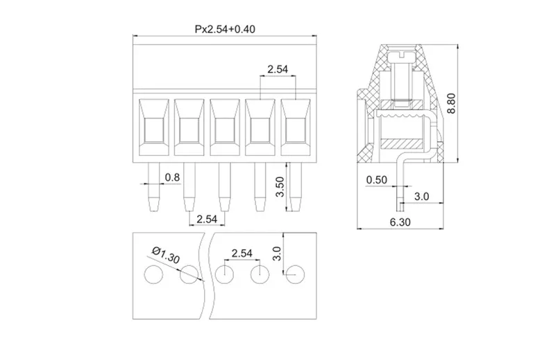 50 шт. KF128 2,54 мм PCB мини винтовой клеммный блок KF128-2.54 2P 3P 4P 5P 6P 7P 8P 9P 10P 12P 14P 16P клеммный KF120-2.54