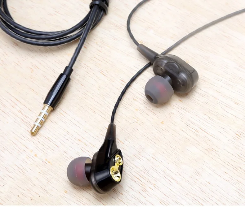 HIFI наушники с монитором, 4 ядра, двойной драйвер, стерео бас, Спортивная гарнитура для бега, наушники с микрофоном для iphone, huawei, samsung