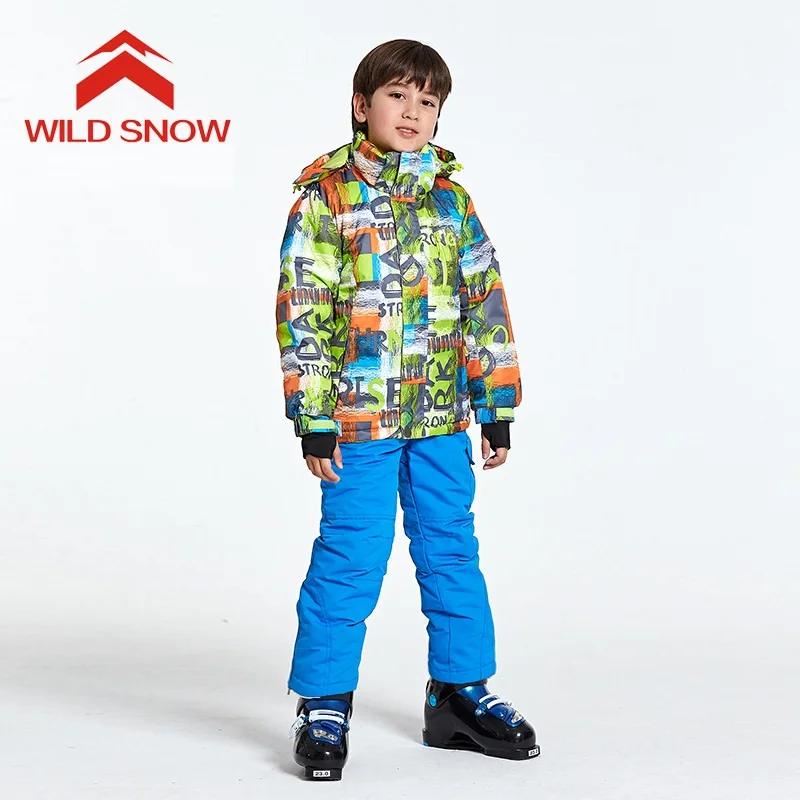 WILD SNOW Warm Kids Ski Suit Boys Girls Jacket Pants Waterproof Windproof Snowboarding Winter Children's Skiing Suits | Спорт и