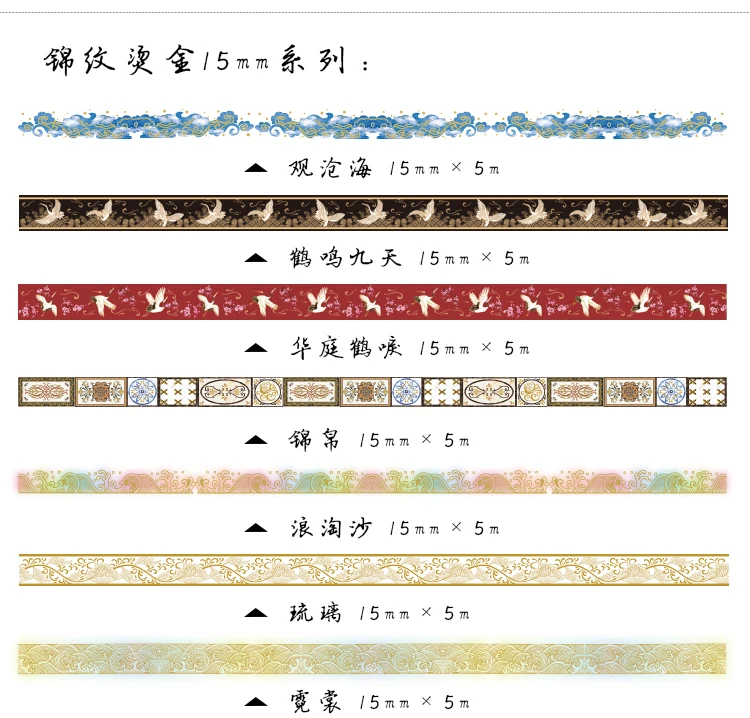 Маскирующая Золотая фольга ed Diy ремесло блеск кран Бумага Клейкая Chinease узор васи лента канцелярские школьные принадлежности