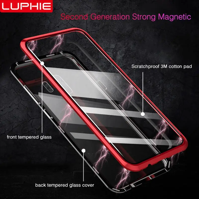 LUPHIE 360 Full Magnetic Case For Samsung Galaxy S9 S8 Plus Note 9 Front Back Glass 8 Magnet Cases Cover |