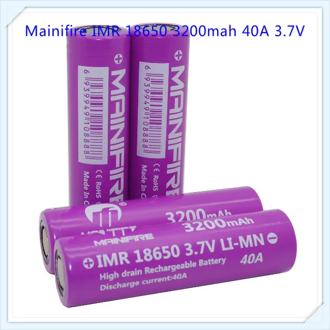 Батарея Mainifire imr 18650 40A разряжаемая батарея 3 7 В 3200 мА · ч imr18650 vs с высоким потоком vtc5