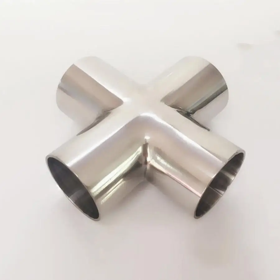 

51mm 2" Pipe OD Butt Welding Cross 4 Ways Splitter SUS 304 Stainless Steel Sanitary Fitting Spliter Homebrew Beer Wine