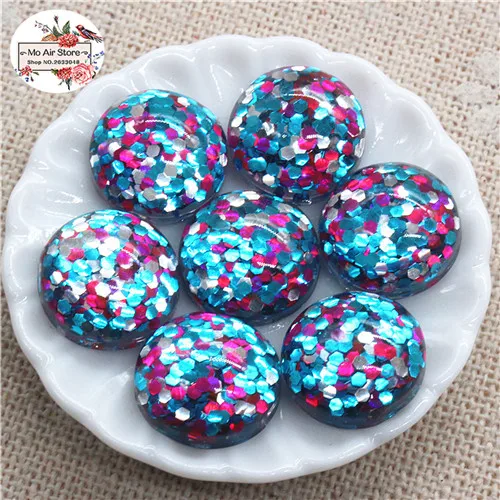 50pcs 50 шт. 12 мм разноцветные блестящие круглые пуговицы для дома и сада, кабошон, аксессуары для скрапбукинга - Цвет: 50pcs
