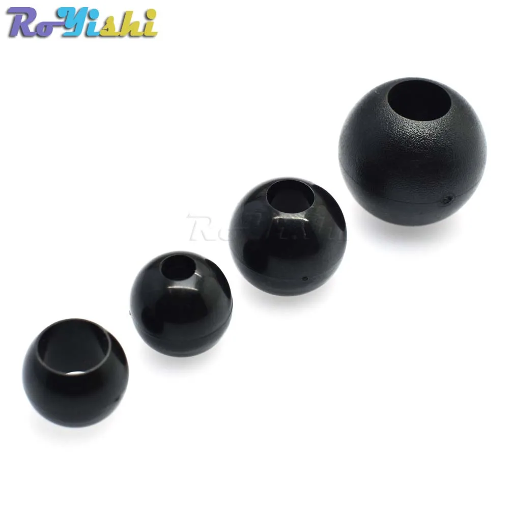

1000pcs/pack 4 Sizes Plastic Beads Round Bells For Cords Strings Black