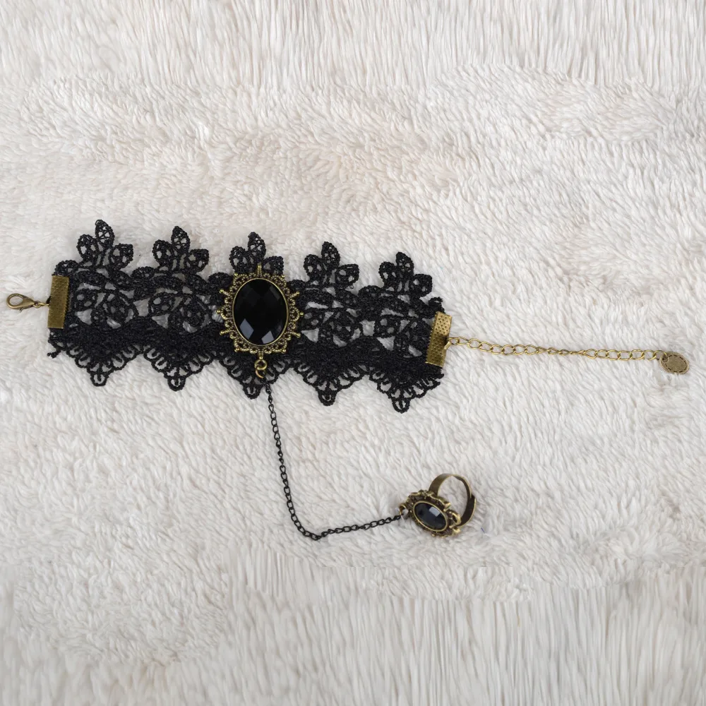 Женский Винтажный кружевной браслет-цепочка ручной работы Goth браслеты с