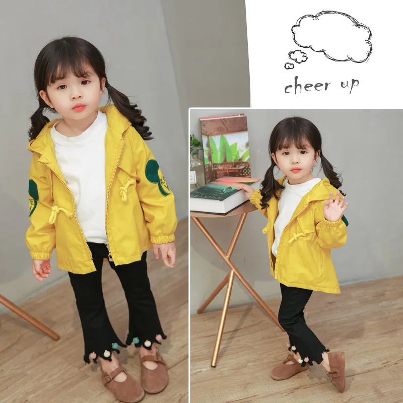 2018 пальто для девочек осенняя и весенняя одежда новая детская с вышивкой героев