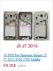 Для samsung Galaxy J5 J7 J510 J710 средняя рамка Корпус Внешняя рамка Шасси+ объектив камеры+ кнопки Запчасти