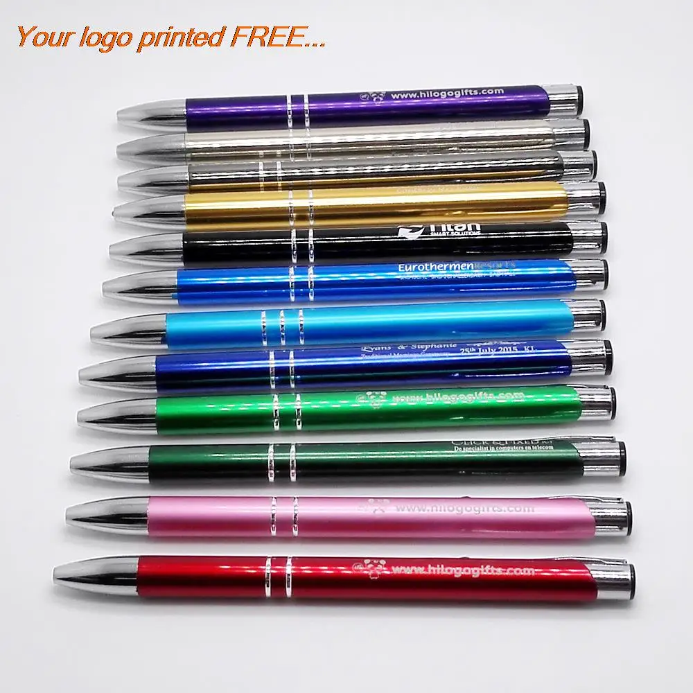 Mix colors personalized ballpoint pen lase-print logo/text Pen Stationery office/school writing pen free shipping 50pcs a lot