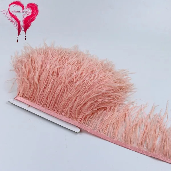 Baby Pink 50 цветов 1 метр Ширина 10-15 см Прекрасный пуховый пушистый окрашенные красочные страусиные перья атласная ленточная отделка бахромы украшения одежды - Цвет: Baby Pink