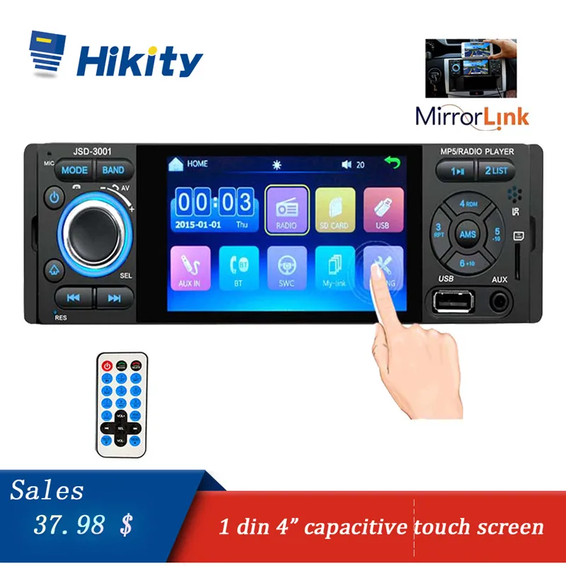 Hikity Автомагнитола 1 din jsd-3001 Авторадио " сенсорный экран Авто Аудио Зеркало Ссылка стерео Bluetooth Камера заднего вида aux MP5 плеер