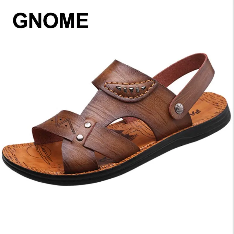 Мужские Кожаные Классические сандалии Gnome пляжные шлепанцы в римском стиле