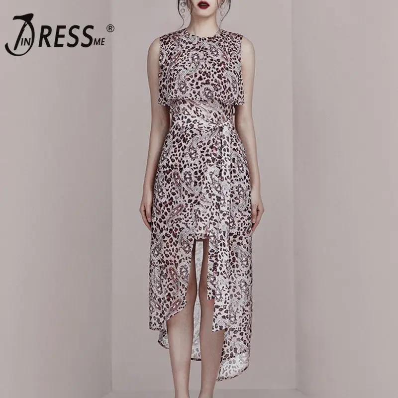 INDRESSME 2019 Новое модное Стильное элегантное женское платье без рукавов с