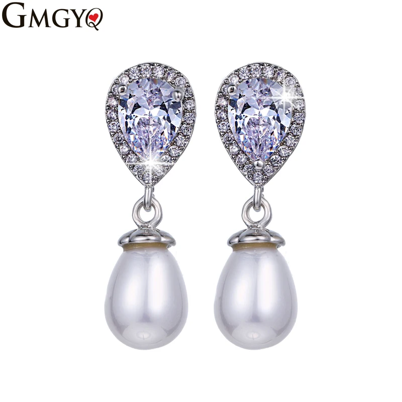 

GMGYQ Luxe Elegante Water Drop Bridal Parel Oorbellen Voor Vrouwen Sieraden Gift For Women Accessories Fashion Geometric