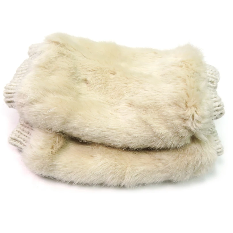 Женский зимний шарф Infinity однотонный теплый вязаный из искусственного меха с