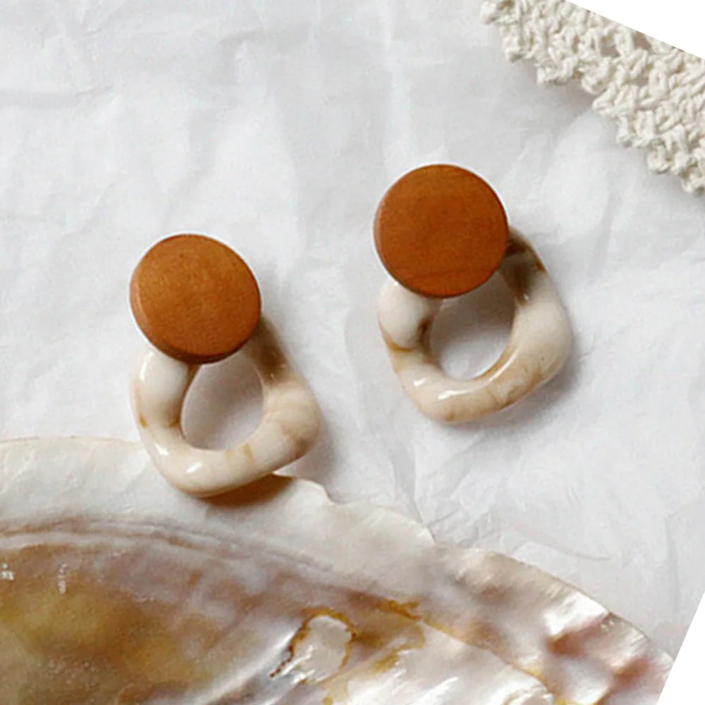 Женские акриловые серьги без пирсинга большие геометрические круглые клипсы