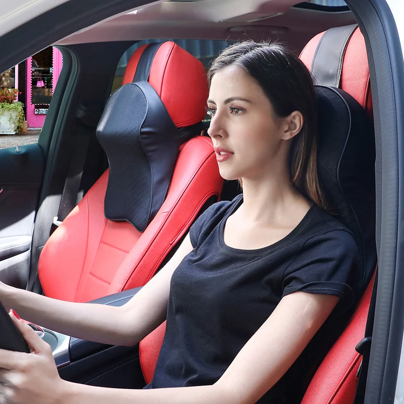 Подушка для шеи Memory Foam Автомобильный подголовник поддержка талии Массажная кожа