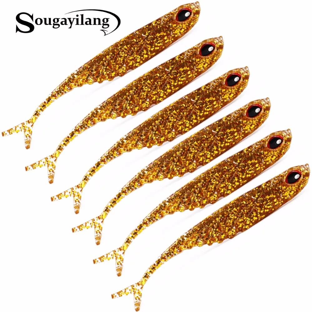 Sougayilang 12 шт./лот мягкая рыболовная приманка искусственные приманки золотой цвет