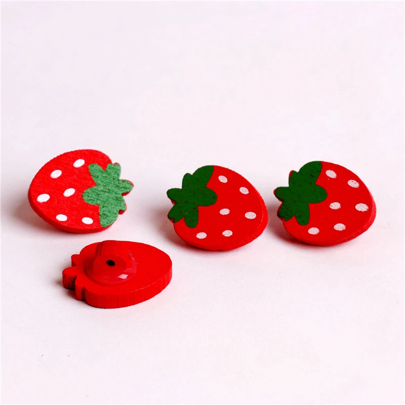 50 шт. деревянные пуговицы в виде ягоды 22 х17 мм|accessories for sewing|strawberry buttonsbuttons wood |