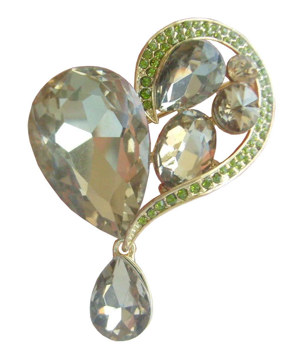 HelenaJewelry 2,3" Золотистые коричневые Стразы и кристаллы Любовь Сердце брошка заколка медальон EE06311C5