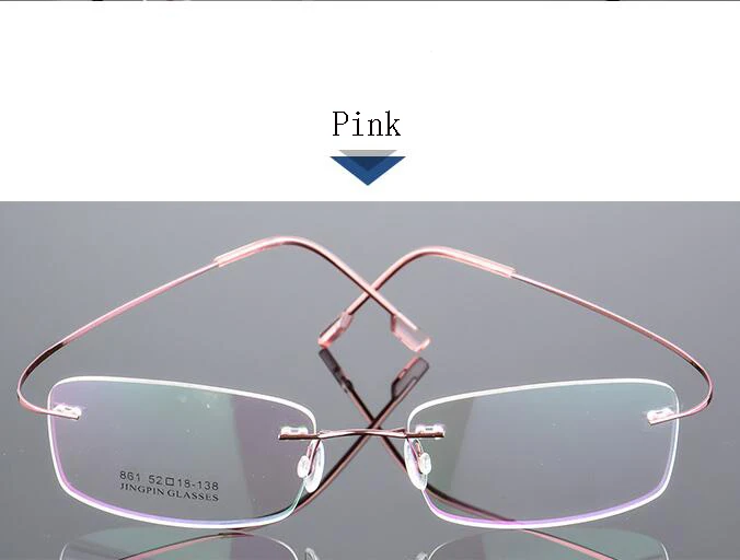 Pink Титановый сплав гибкий Бескаркасный для мужчин и женщин металлический без оправы близорукость рама Складная дужка очков оптические очки - Цвет оправы: Pink