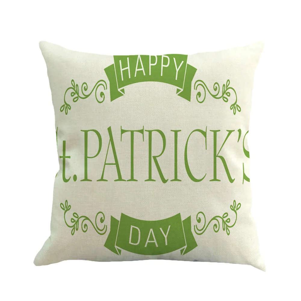 Счастливый День Святого Патрика счастливый наволочка Зеленый Лист Печать Хлопок