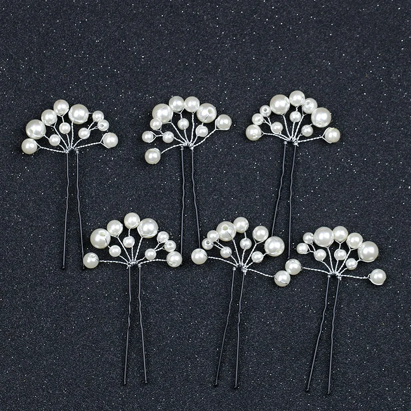 Заколки для волос женские с жемчугом и цветами 6 шт. | Украшения аксессуары