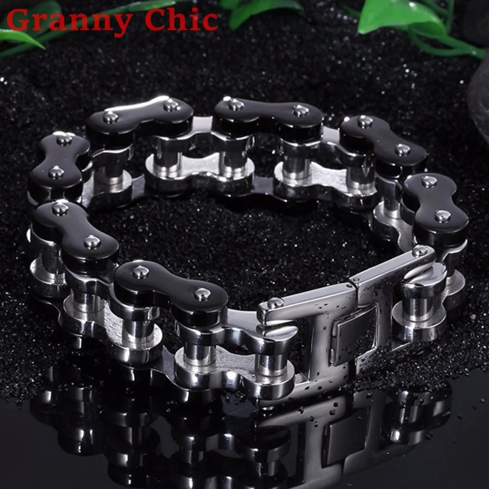 Браслет Granny Chic в стиле панк модная цепь с двигателем мотоцикла Байкерский