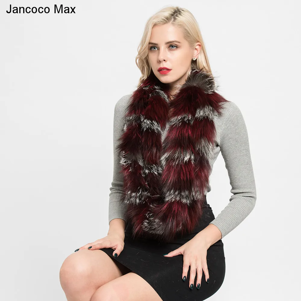 Jancoco Max реальный лисий мех шарф Стиль смешанные цветные шали зимние мягкие теплые глушители оптом/в розницу S7181