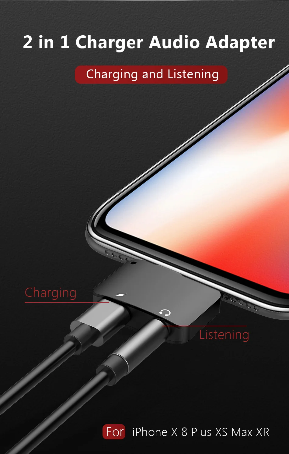 ACCEZZ для Apple 3,5 мм разъем прослушивания зарядки адаптер конвертер для iphone X 8 7 Plus XS MAX XR адаптеры для наушников разветвитель