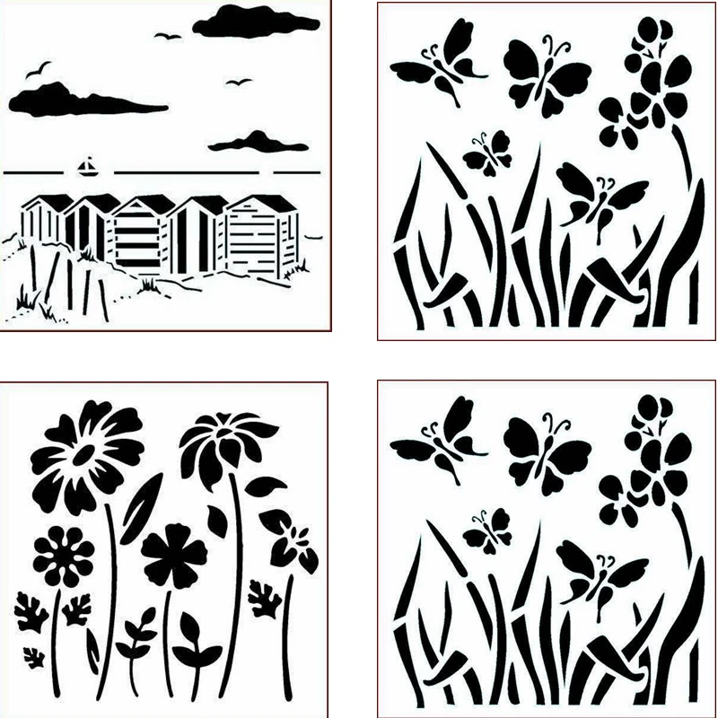 Цветочный букет пейзажей пластиковый спрей многослойные трафареты для DIY