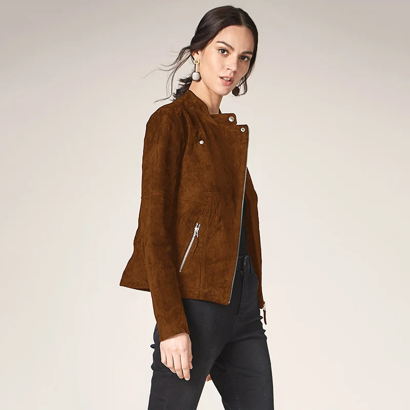 Женская куртка из сплит кожи на молнии натуральной кожи|fashion jacket women|jacket fashion