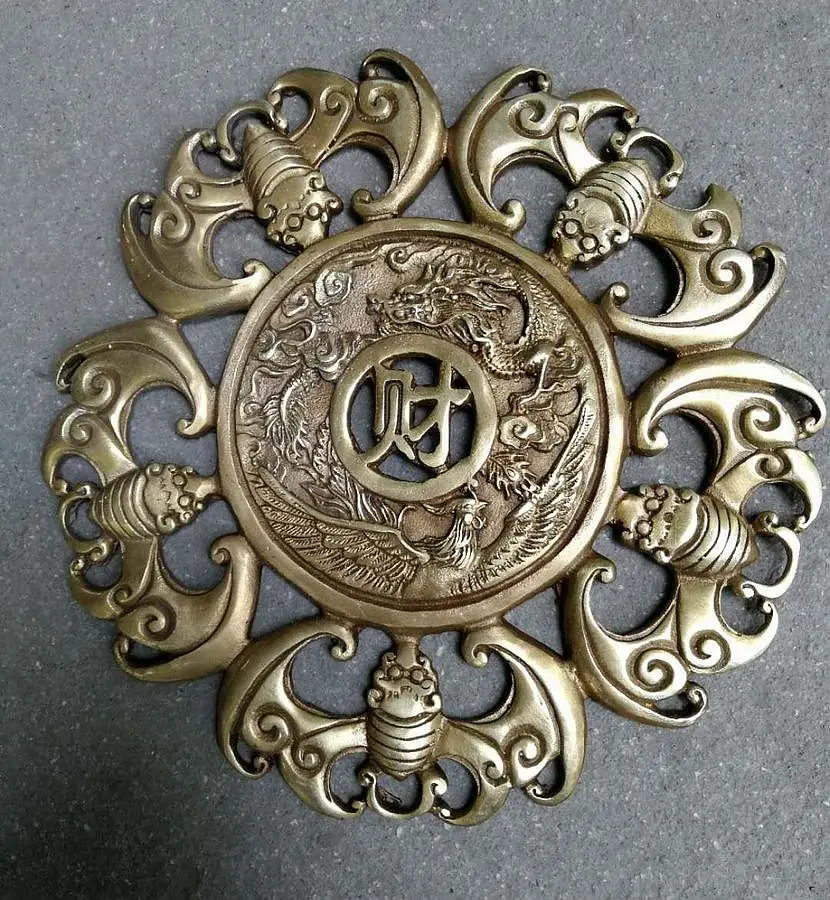 Винтажная круглая дверная стена подвесной экран удачи фэншуй дракон Феникс