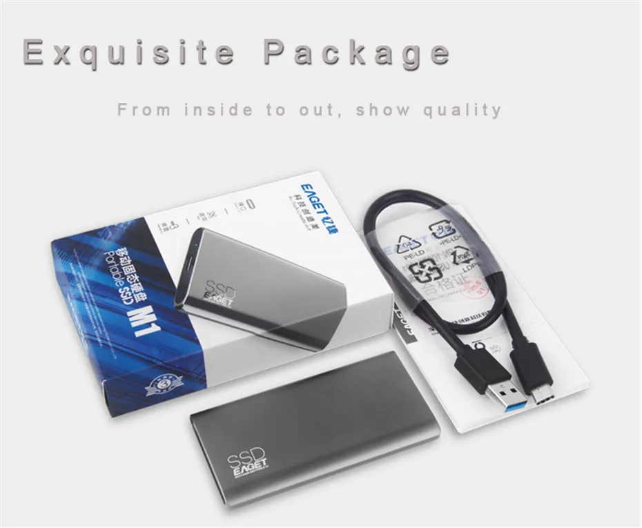 Eaget внешний твердотельный накопитель 512 ГБ 1," Портативный SSD type-C USB 3,1 внешний ssd 1 ТБ мобильный твердотельный накопитель Высокая скорость