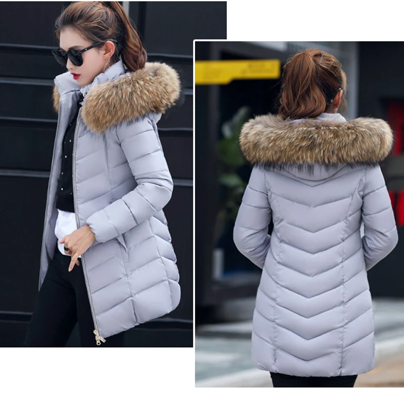 2017 зимняя куртка женская модная хлопковая с длинным рукавом Тонкий fack меховой