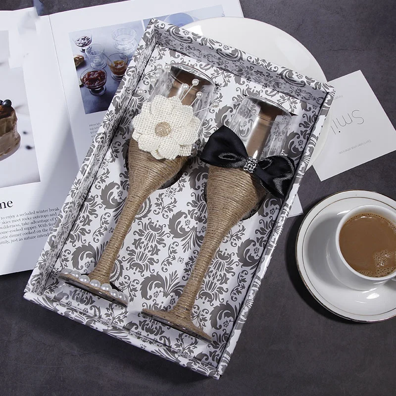 Комплект из 2 предметов модные свадебные бокалы хрустальные для шампанского