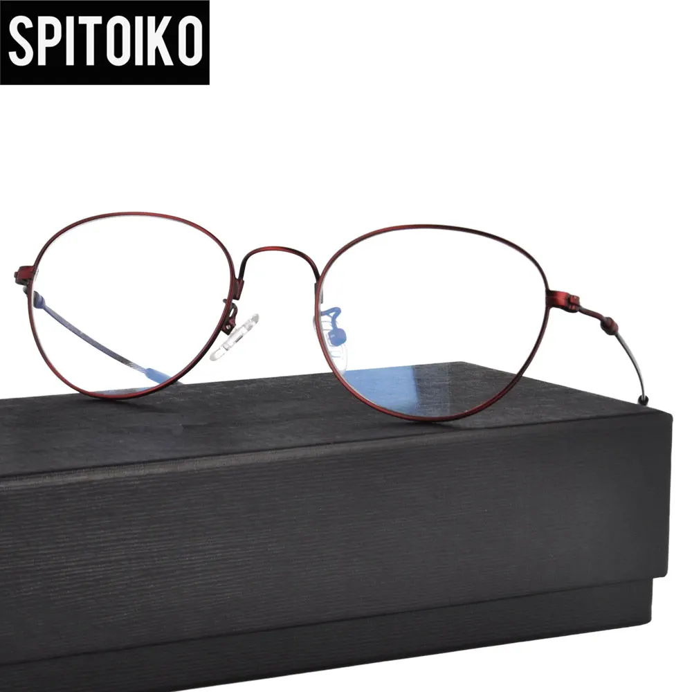

SPITOIKO круглые титановые очки с эффектом памяти, полная оправа, оптическая оправа для очков, оптическая оправа 22001