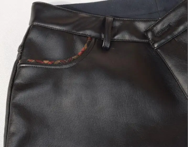 Осенне-зимние женские брюки из искусственной кожи с высокой талией | Женская