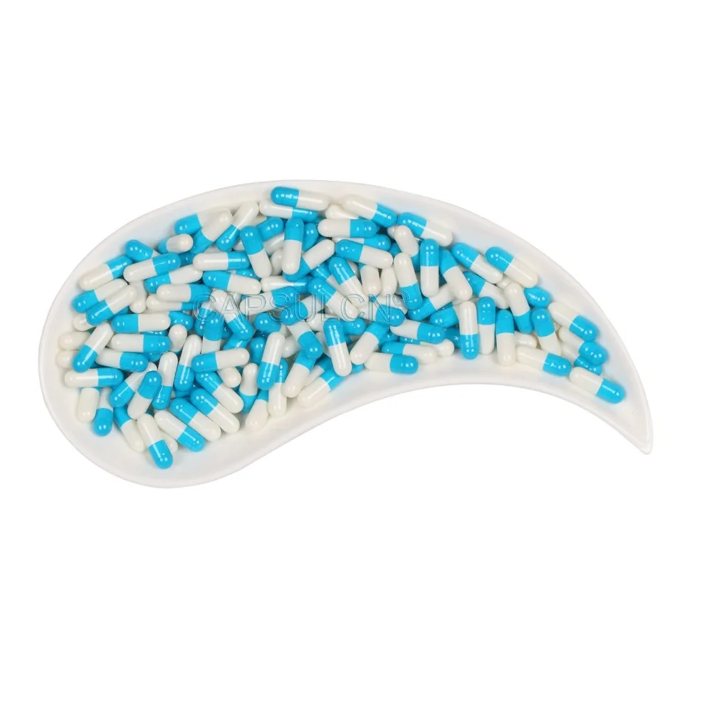 0 #1000 шт голубые и белые пустые желатиновые капсулы для капсульных наполнительных
