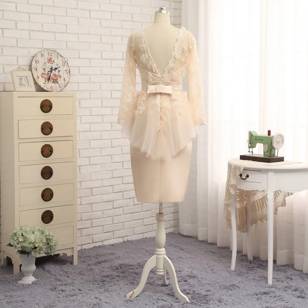 Платье футляр с V образным вырезом длинным рукавом и цветочным кружевом|red carpet