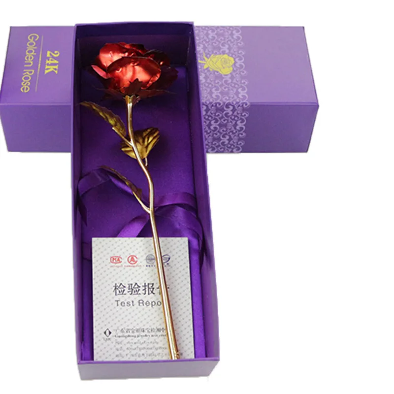 Покрытый 24 каратным золотом цветок розы искусственный свадебные принадлежности