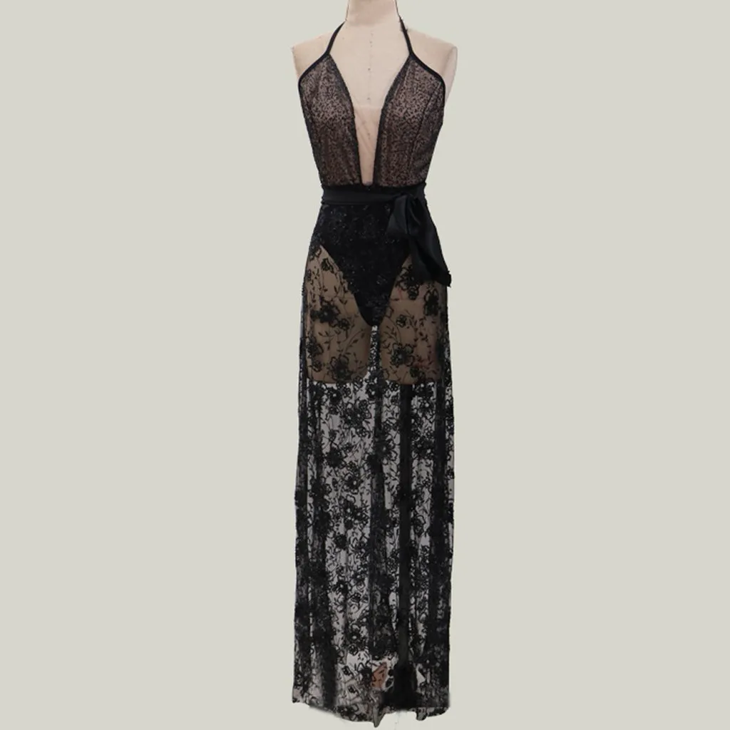 Сексуальное женское сказочное длинное платье без рукавов с глубоким v-образным