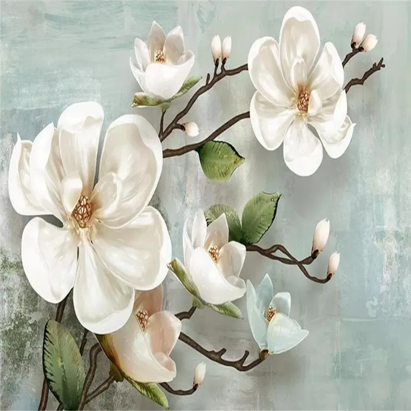 3D обои в скандинавском стиле магнолия современный минималистичный фон для