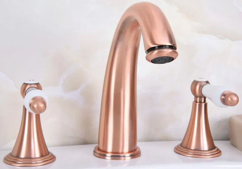 3 шт. античная красная медь на бортике смеситель для ванной комнаты Смеситель