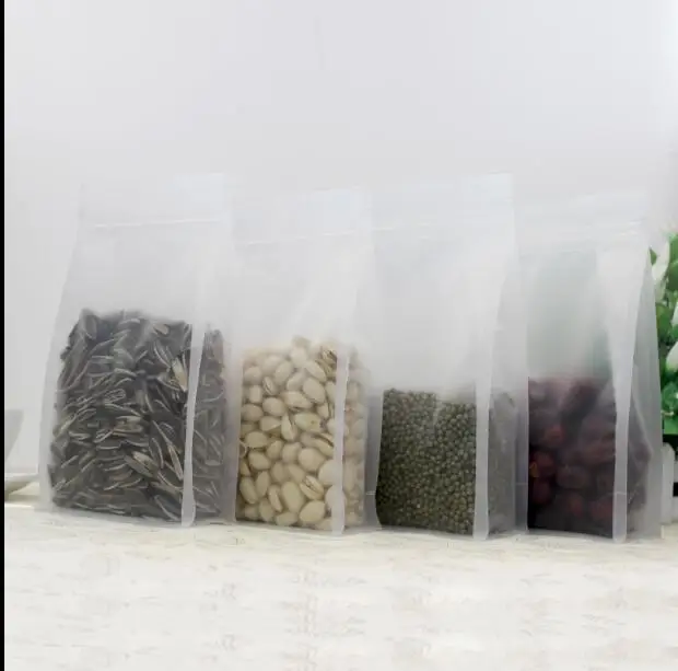 Прозрачный матовый встать мешок Ziplock упаковка матовая мешок для напитков Кофе bean снэк-cookie Ясно Cat корма для собак сумка