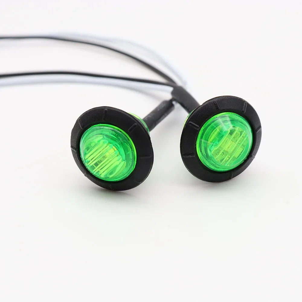 2pcs Green 2 шт. 12V 3LED 3/" Круглый прицепа боковые габаритные фонари для грузовых автомобилей Габаритные огни jeep Поворотная сигнальная лампа цвет: желтый, белый красные, синие - Испускаемый цвет: 2pcs Green