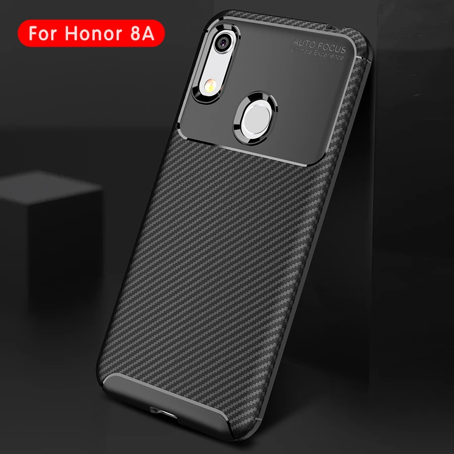 For Huawei Honor 8A Pro Case Soft Silicone TPU Carbon Fiber Texture Shockproof Protective Back Cover |