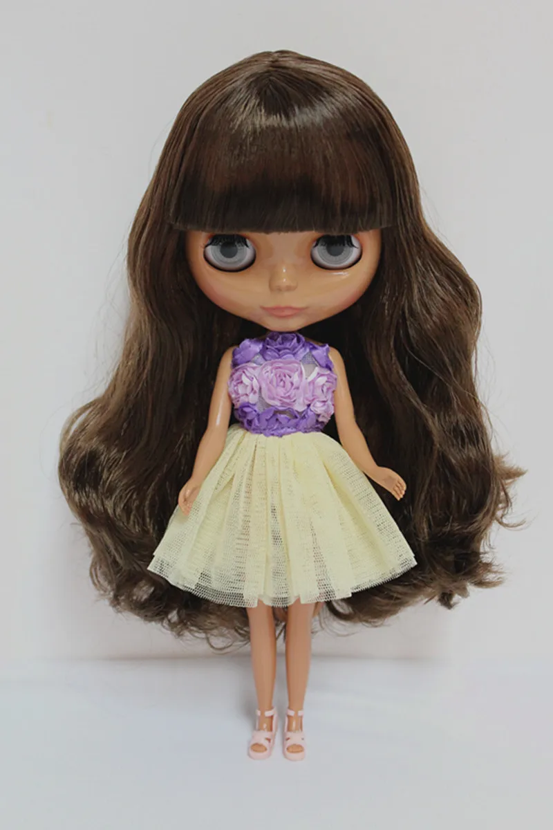 Blygirl Blyth doll brown curly hair Liu Hai black skin nude joint general body 7 can change the makeup | Игрушки и хобби