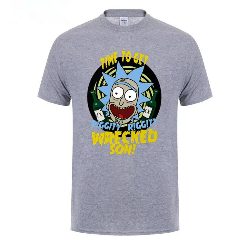 Новая мода 2019 Ретро для мужчин футболка аниме Camisetas время чтобы получить Riggity